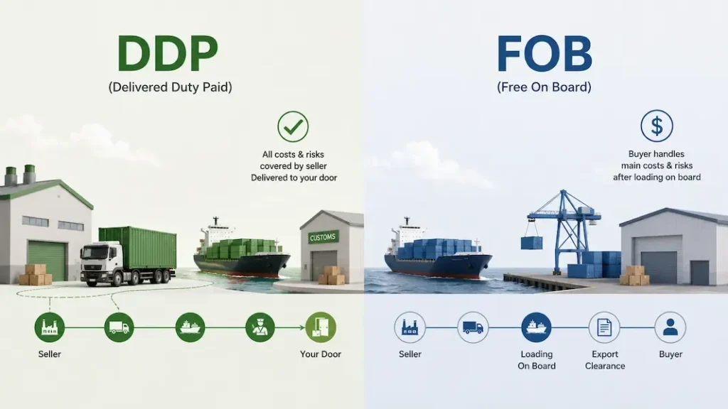 DDP vs. FOB: Which Shipping Term Is Best for Your Brand? Five Oceans Garment DDP vs. FOB: Which Shipping Term Is Best for Your Brand? ddp vs. fob which shipping term is best for your brand custom outerwear apparel manufacturer factory