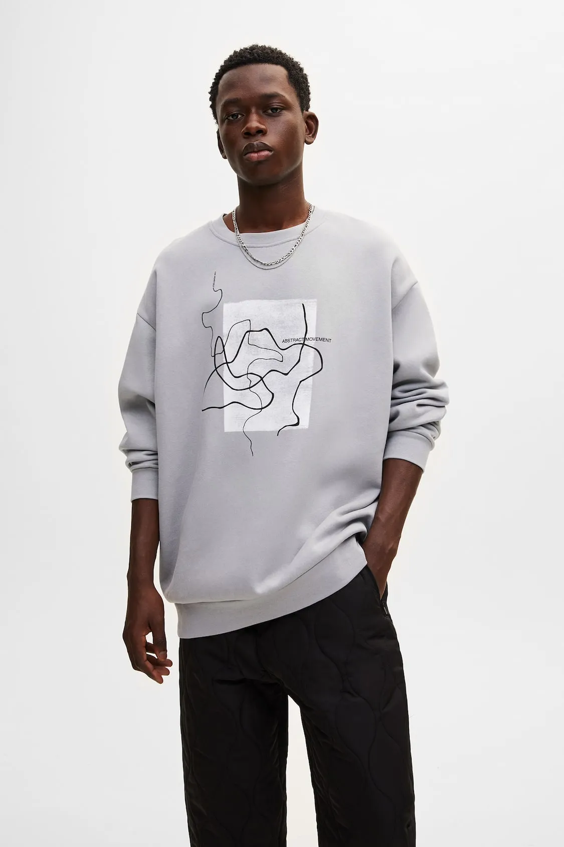 Essential Round Neck Sweatshirt - Soft Cotton Blend Casual Grey Five Oceans Garment Essential Round Neck Sweatshirt - Soft Cotton Blend Casual Grey - Image 2