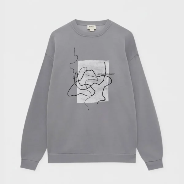 Essential Round Neck Sweatshirt - Soft Cotton Blend Casual Grey