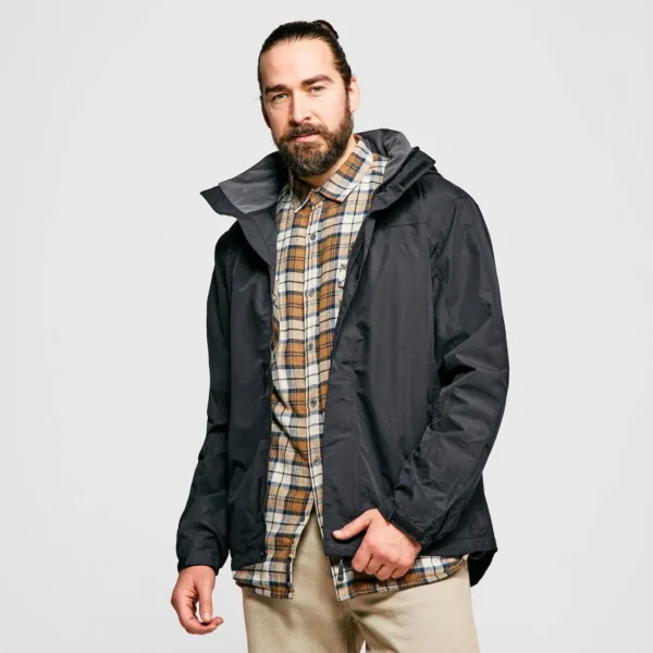 Men's Angler Rain Jacket - Tackle Pocket Coat Black