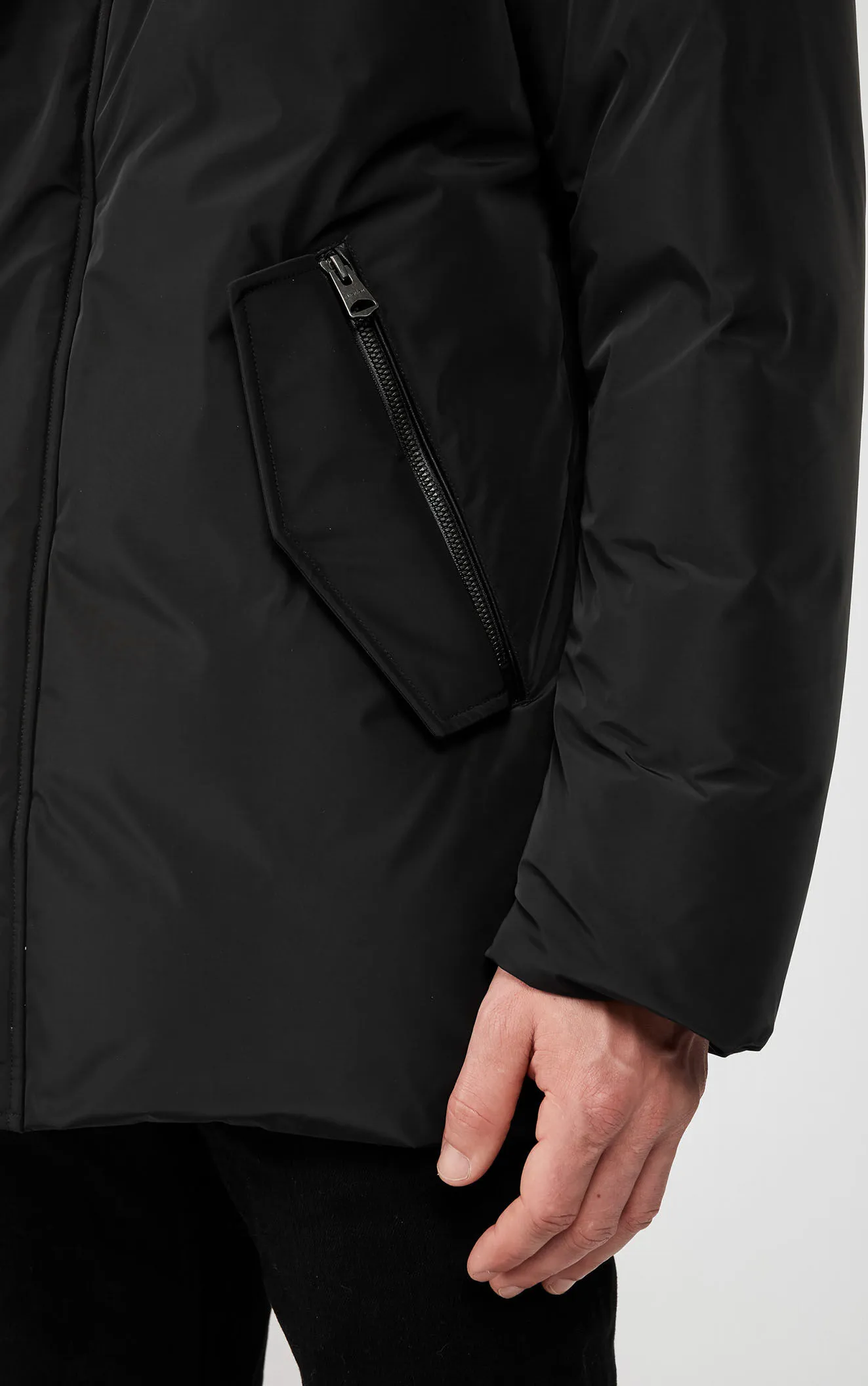 Men's Anorak Parka - Pullover Style Winter Jacket Hooded Black Five Oceans Garment Men's Anorak Parka - Pullover Style Winter Jacket Hooded Black - Image 2