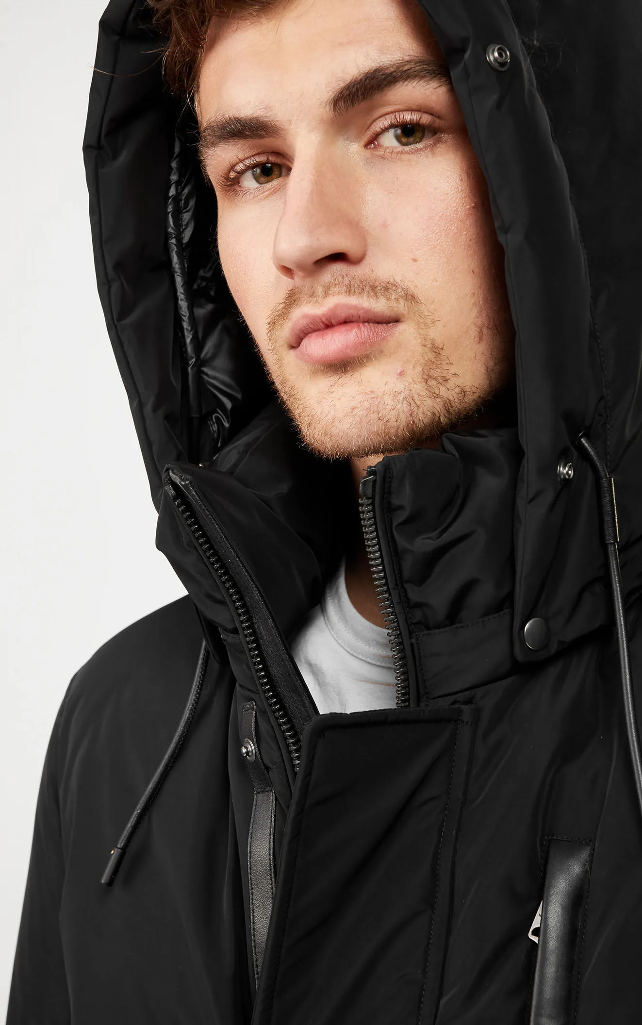 Men's Anorak Parka - Pullover Style Winter Jacket Hooded Black Five Oceans Garment Men's Anorak Parka - Pullover Style Winter Jacket Hooded Black - Image 3
