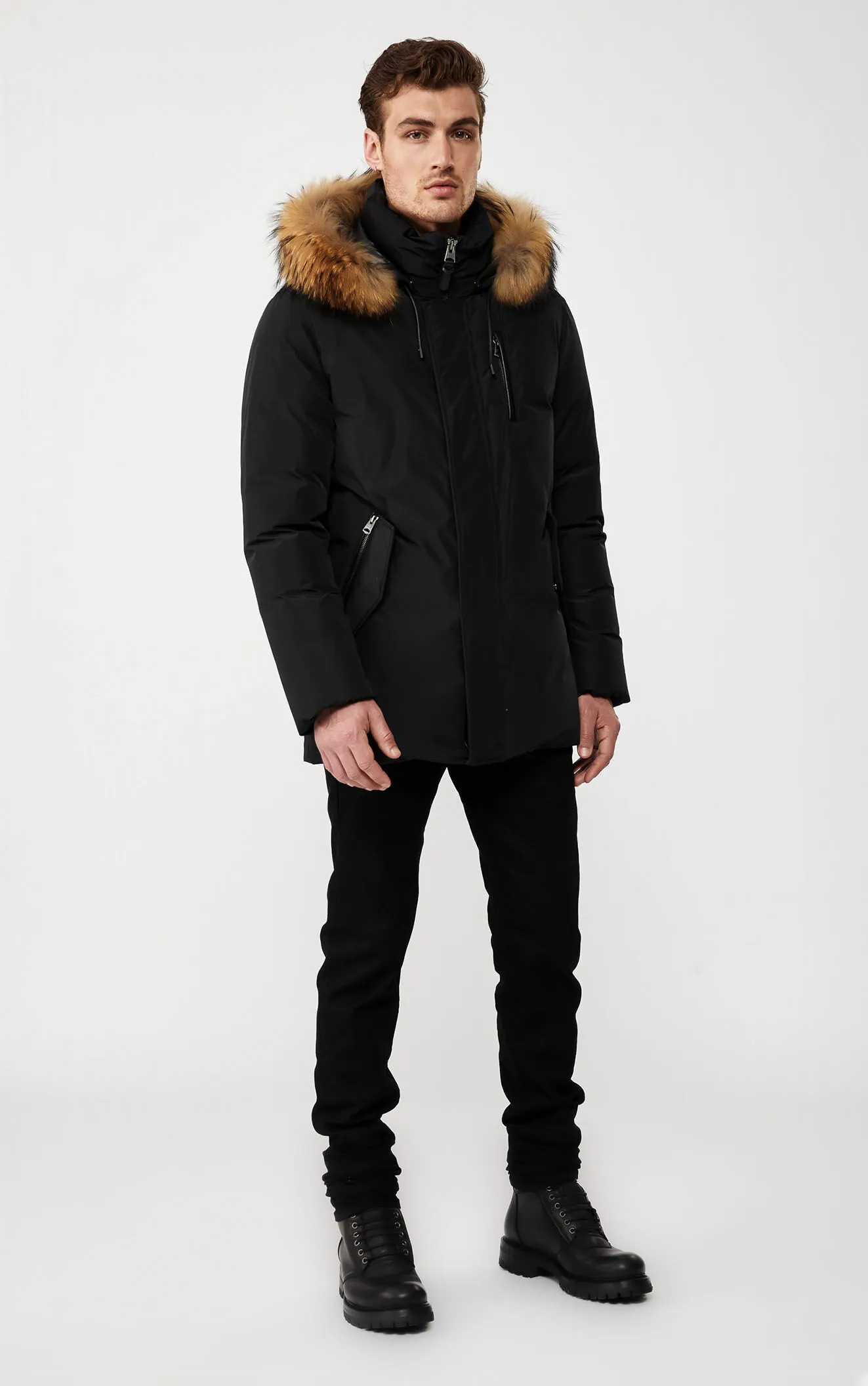 Men's Anorak Parka - Pullover Style Winter Jacket Hooded Black Five Oceans Garment Men's Anorak Parka - Pullover Style Winter Jacket Hooded Black - Image 6