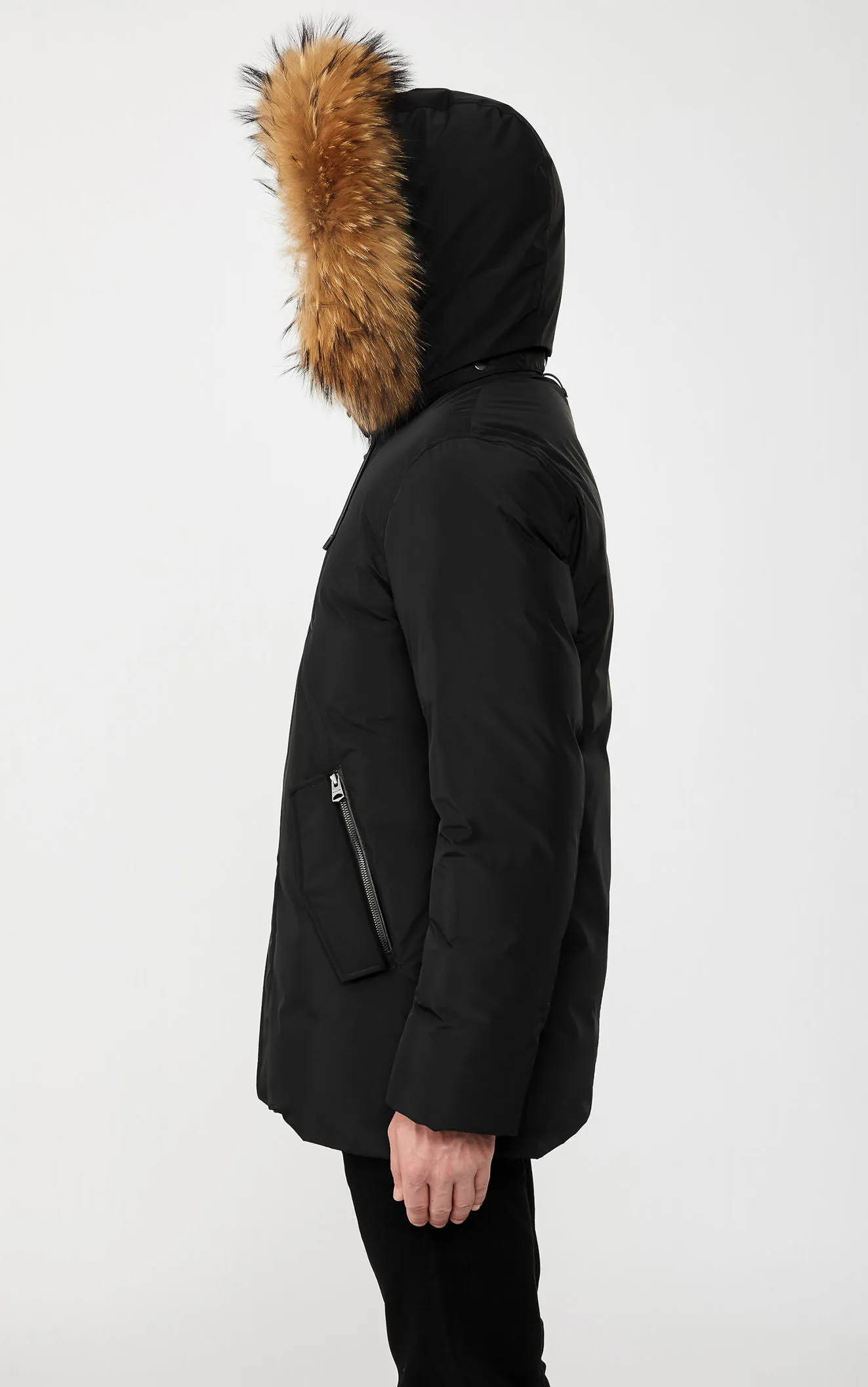 Men's Anorak Parka - Pullover Style Winter Jacket Hooded Black Five Oceans Garment Men's Anorak Parka - Pullover Style Winter Jacket Hooded Black - Image 7