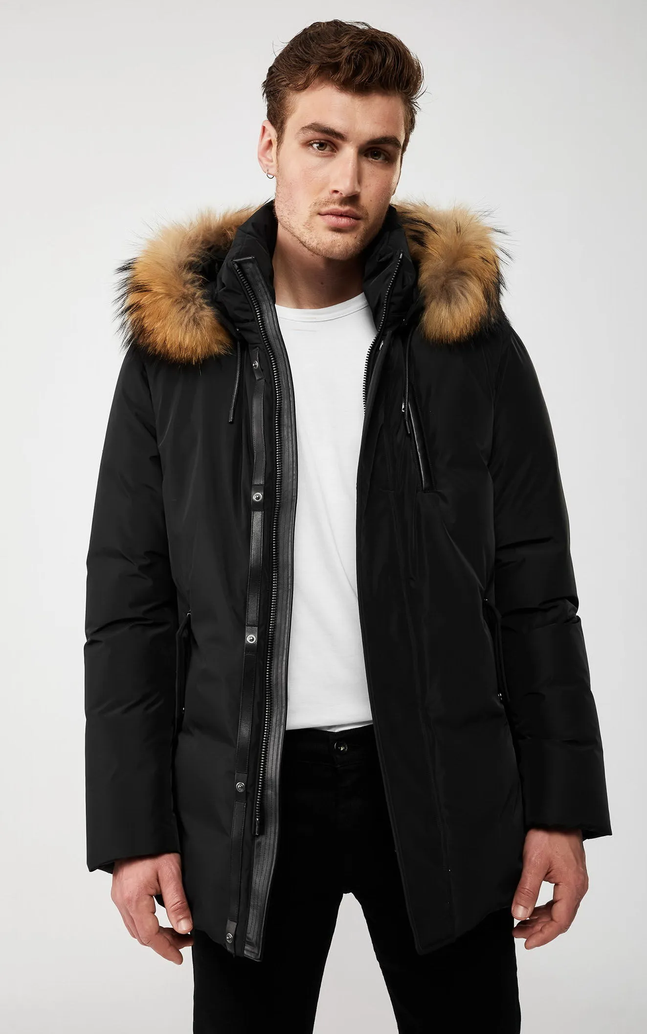Men's Anorak Parka - Pullover Style Winter Jacket Hooded Black Five Oceans Garment Men's Anorak Parka - Pullover Style Winter Jacket Hooded Black