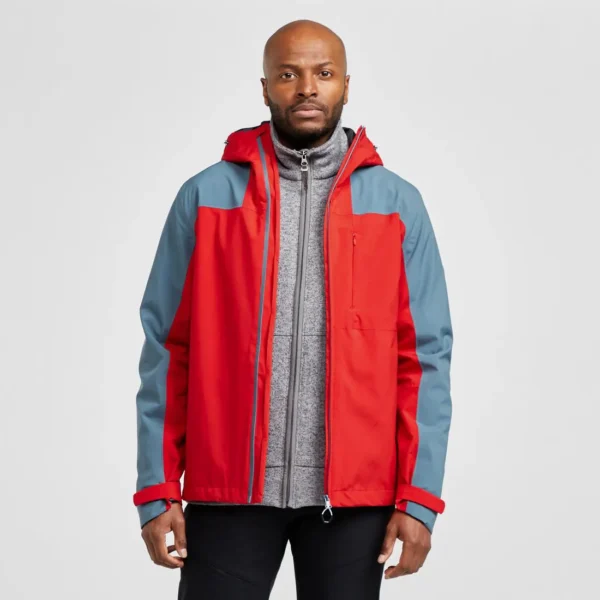 Men's Bike Rain Jacket - Rear Pocket Cycling Coat Red
