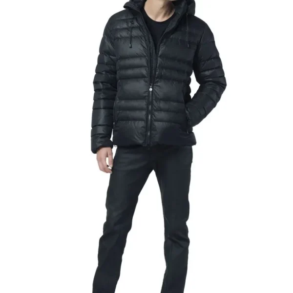 Men's Classic Down Puffer Jacket - 600 Fill Power Winter Coat with Hood Black