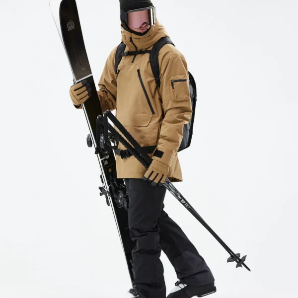 Men's Convertible Ski Jacket - 3-Layer Shell with Zip-Out Insulation Brown