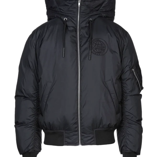 Men's Cropped Bomber Jacket - Short Fit Winter Coat Grey