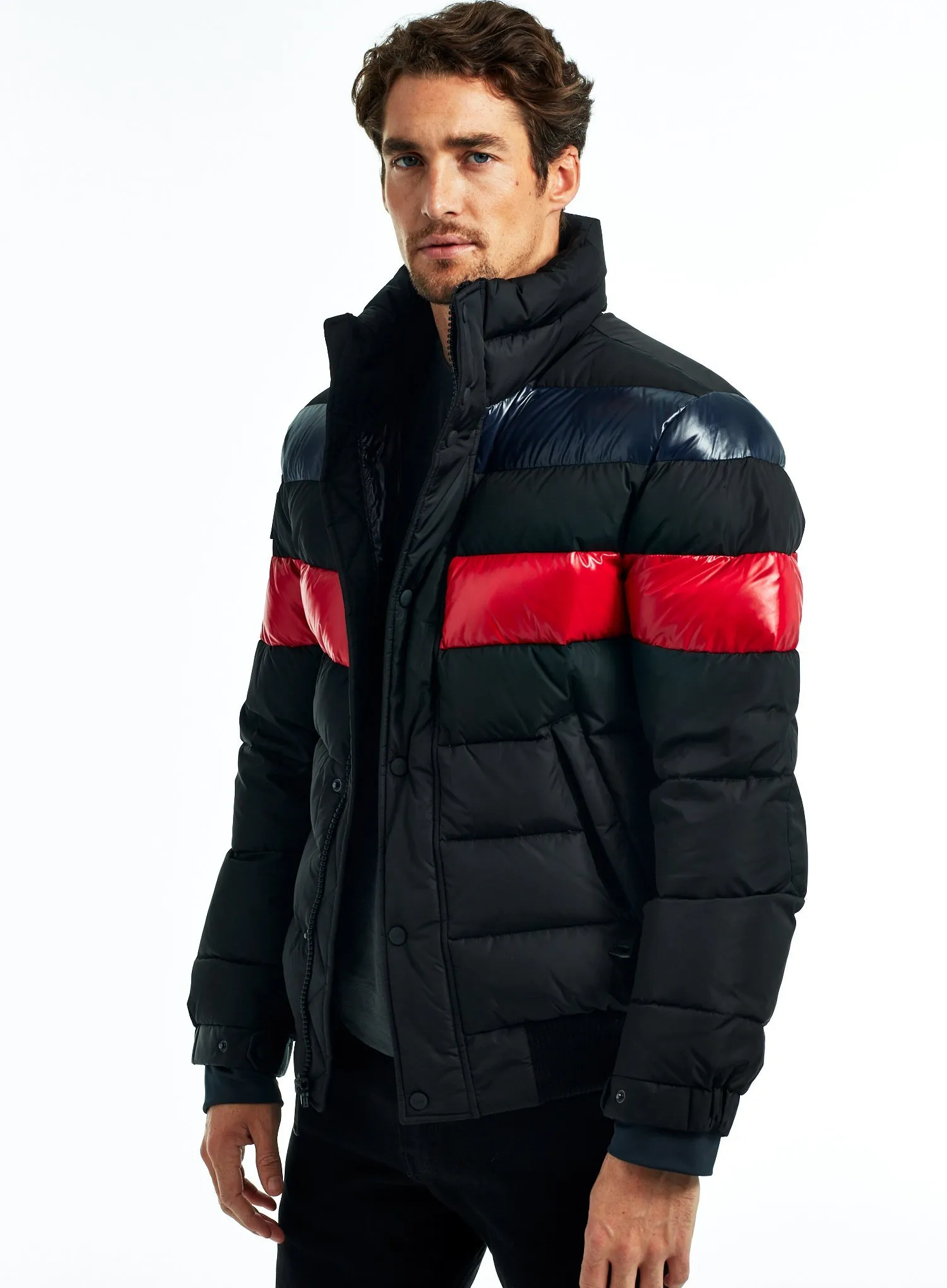 Men's Hooded Puffer Jacket - Water-Resistant Winter Puffy Coat Black Five Oceans Garment Men's Hooded Puffer Jacket - Water-Resistant Winter Puffy Coat Black - Image 2