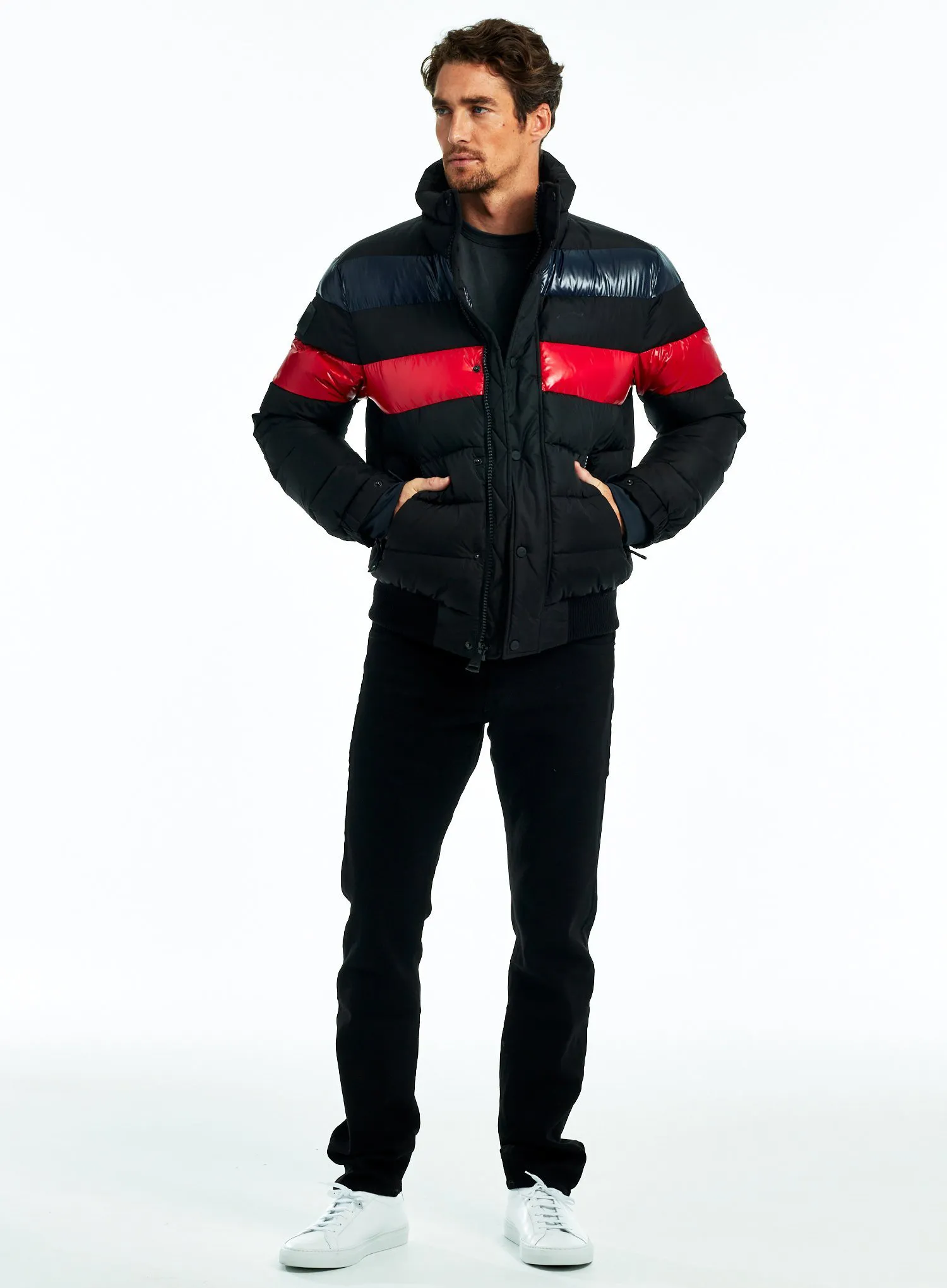 Men's Hooded Puffer Jacket - Water-Resistant Winter Puffy Coat Black Five Oceans Garment Men's Hooded Puffer Jacket - Water-Resistant Winter Puffy Coat Black - Image 4