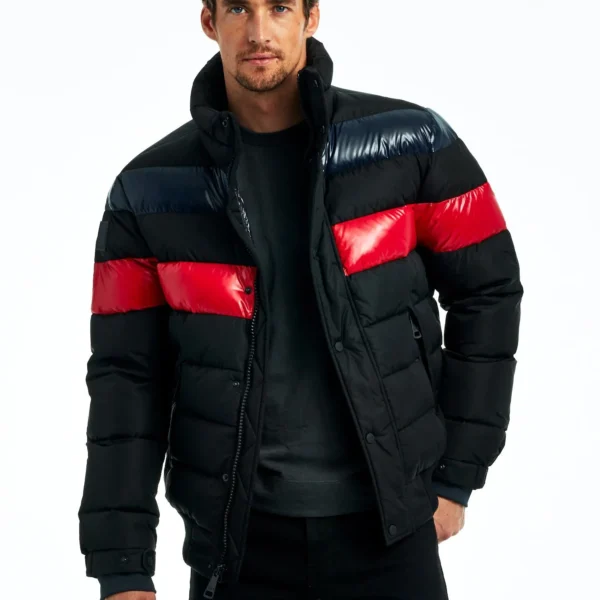 Men's Hooded Puffer Jacket - Water-Resistant Winter Puffy Coat Black