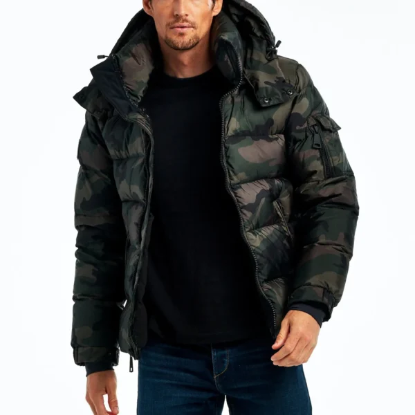 Men's Insulated Puffer Jacket - Synthetic Fill Winter Coat Camo