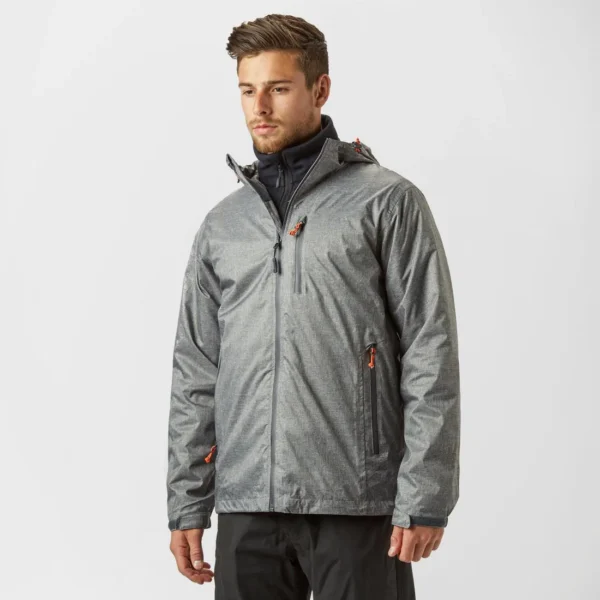 Men's Insulated Rain Jacket - Warm Lined Coat Grey