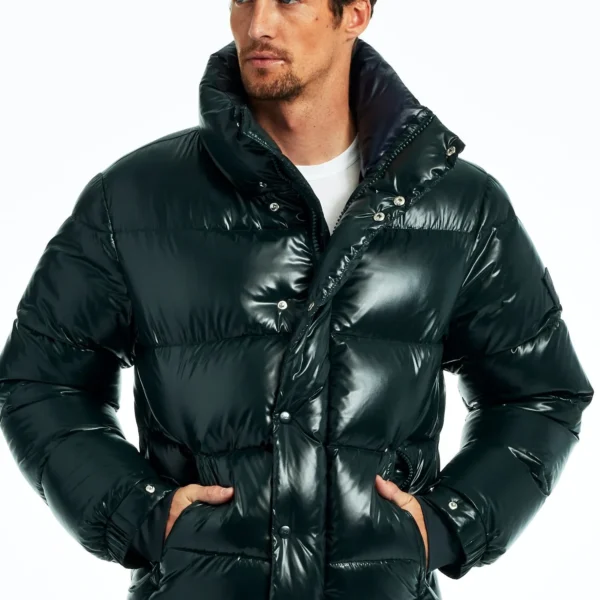 Men's Slim Fit Puffer Jacket - Tailored Winter Down Jacket Navy