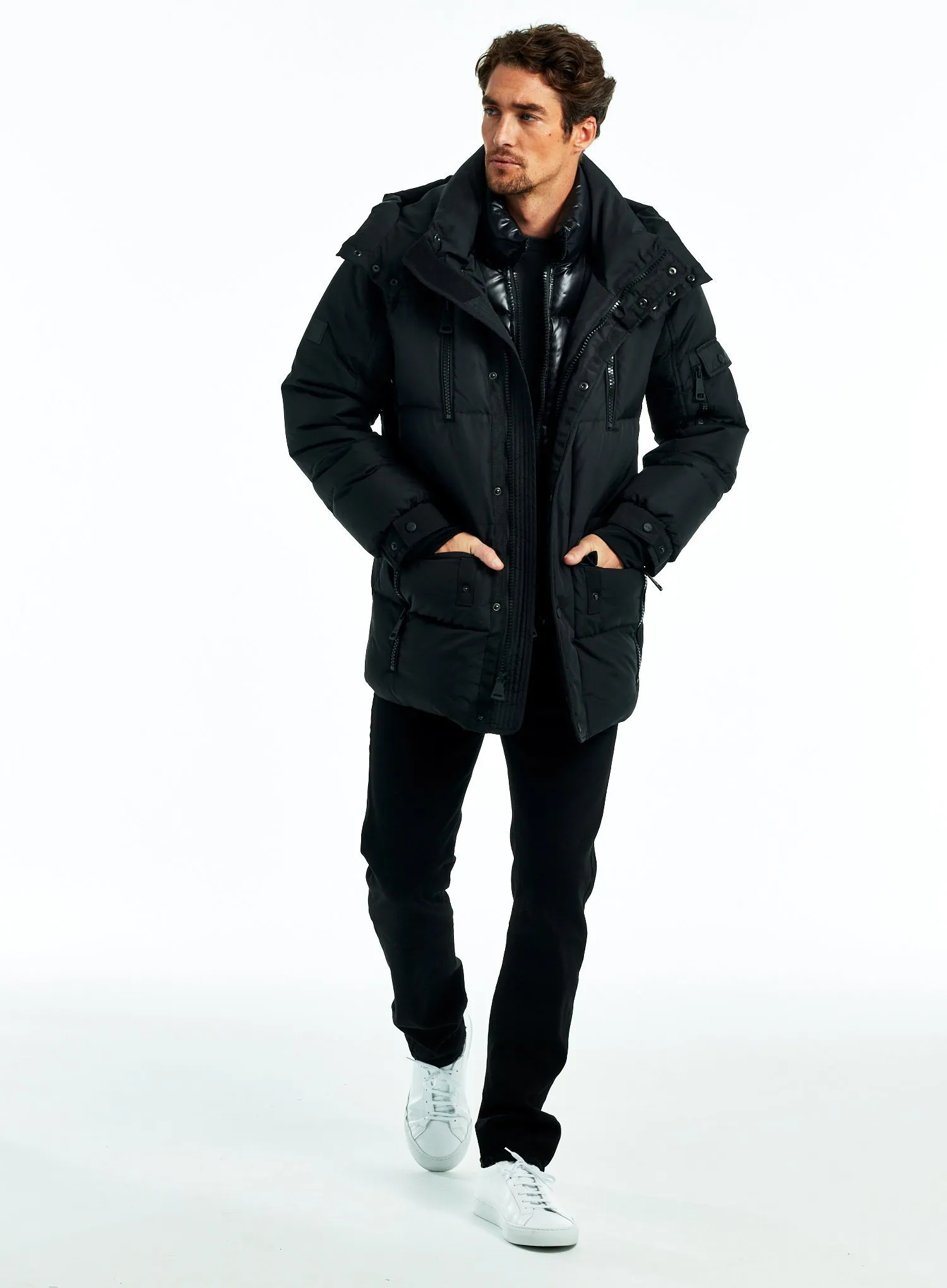 Men's Snowboard Puffer Jacket - Resort Winter Down Coat Black Five Oceans Garment Men's Snowboard Puffer Jacket - Resort Winter Down Coat Black - Image 3
