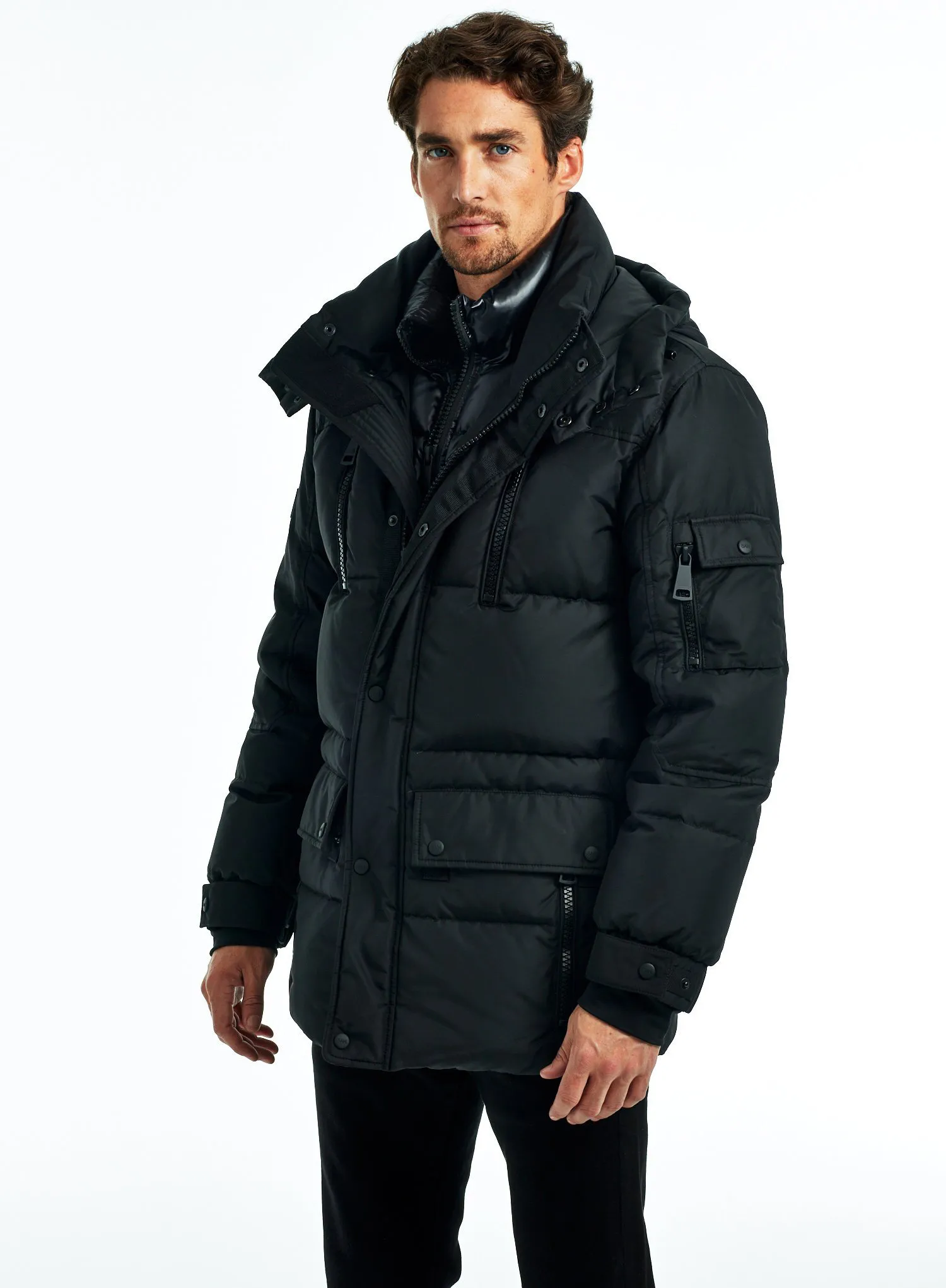 Men's Snowboard Puffer Jacket - Resort Winter Down Coat Black Five Oceans Garment Men's Snowboard Puffer Jacket - Resort Winter Down Coat Black