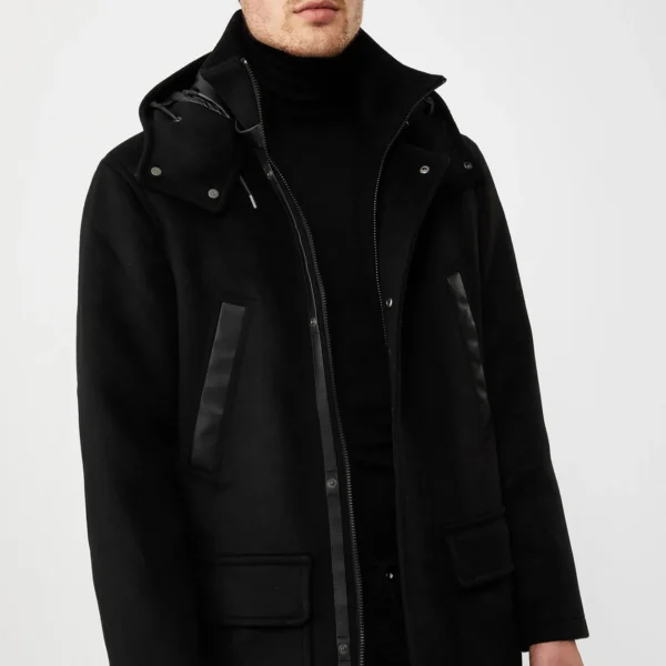Men's Soft Shell Parka - Casual Winter Jacket Cozy Lined Black