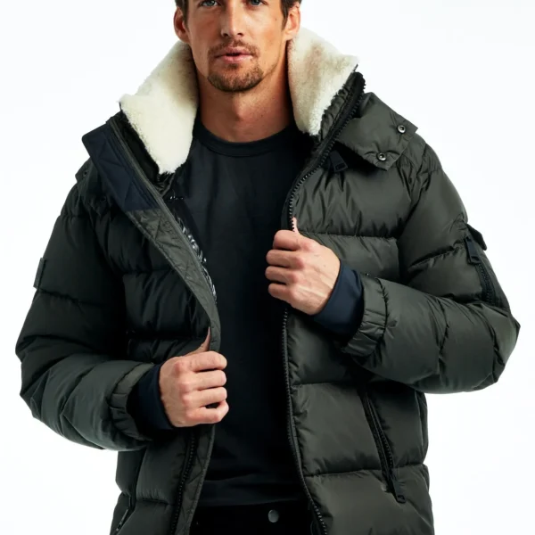 Men's Street Style Puffer Jacket - Contemporary Design Winter Coat Grey