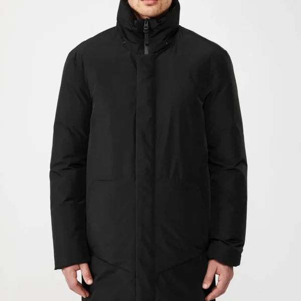 Men's Travel Parka Jacket - Anti-Theft Pocket Winter Coat Black