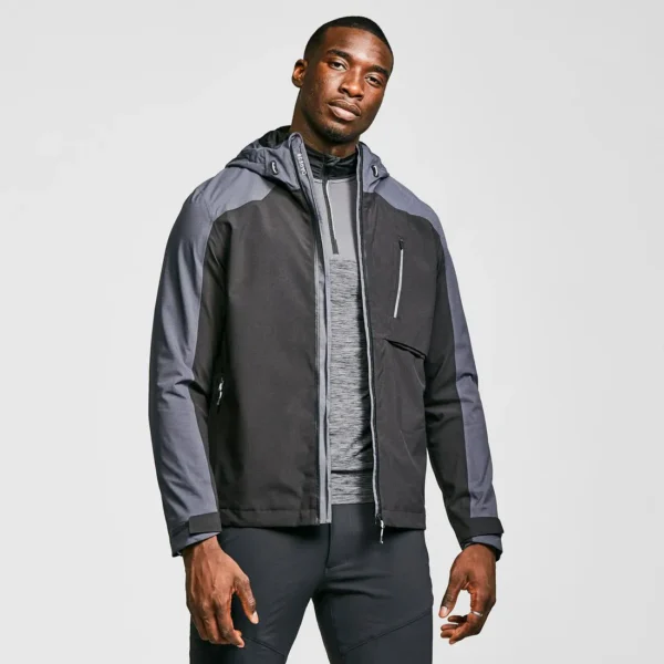 Men's Travel Rain Jacket - Foldable Shell with Pouch Grey