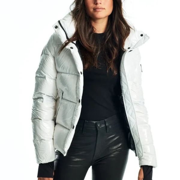 Women's All-Weather Puffer Jacket - Windproof Waterproof Winter Coat White