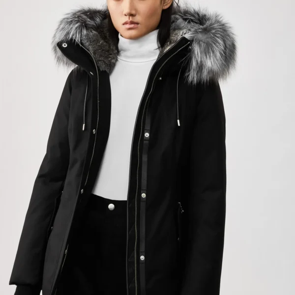 Women's Athletic Fit Parka - Active Sports Winter Jacket Slim Black