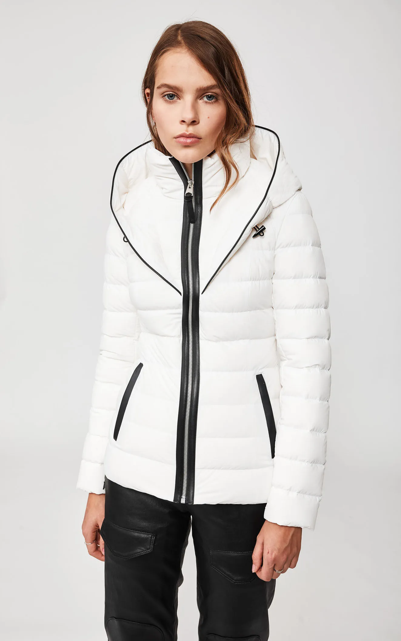 Women's Classic Fit Puffer Jacket - Traditional Down Coat White Five Oceans Garment Women's Classic Fit Puffer Jacket - Traditional Down Coat White