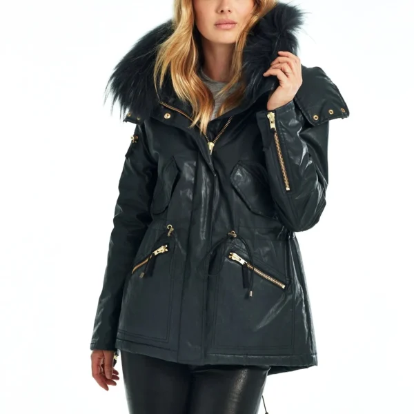 Women's Classic Parka Coat - Business Casual Winter Jacket Black