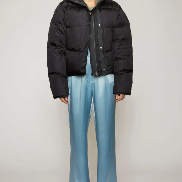Women's Colorblock Puffer Jacket - Multi-Tone Down Coat Black