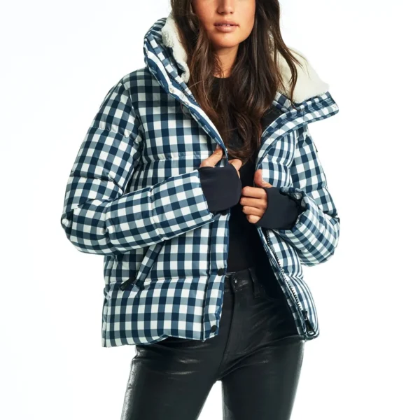 Women's Cropped Puffer Jacket - Short Length Winter Jacket Navy