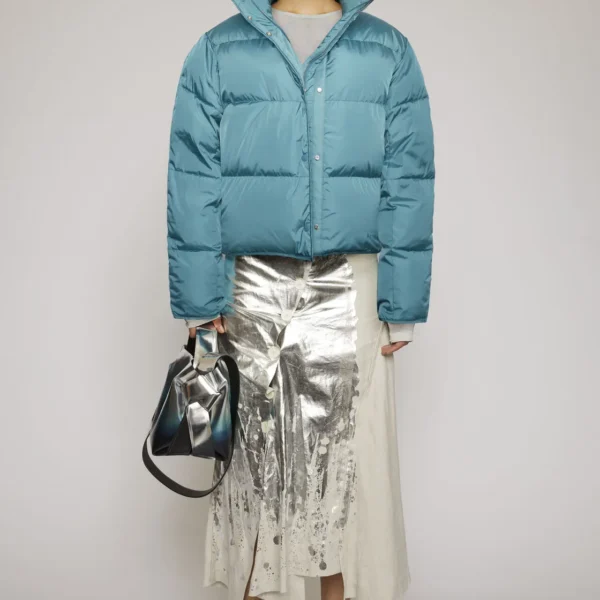 Women's Elegant Puffer Jacket - Sophisticated Quilted Coat Blue