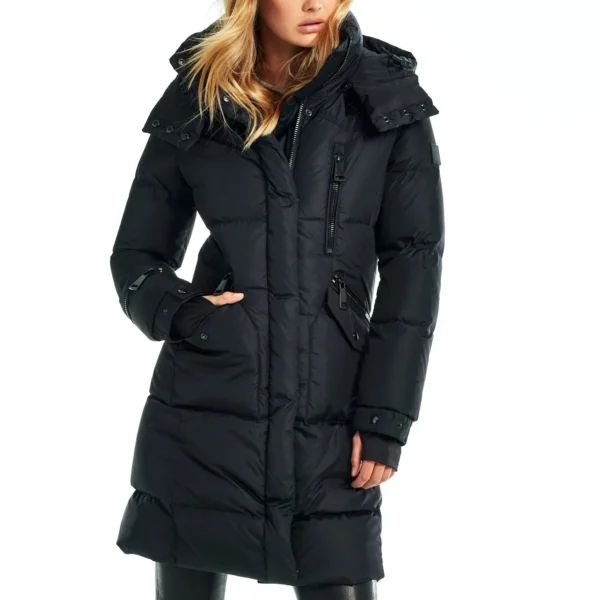 Women's Fashion Puffer Jacket - Stylish Quilted Winter Coat Black