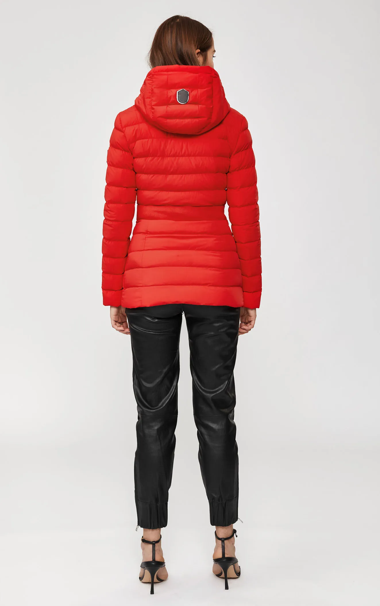 Women's Graceful Puffer Jacket - Feminine Winter Coat Red Five Oceans Garment Women's Graceful Puffer Jacket - Feminine Winter Coat Red - Image 3
