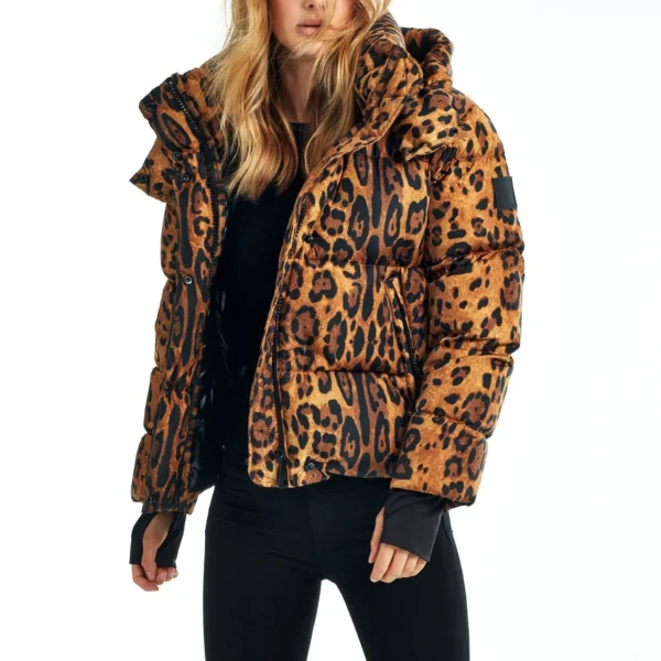 Women's Gradient Puffer Jacket - Ombre Down Coat Leopard