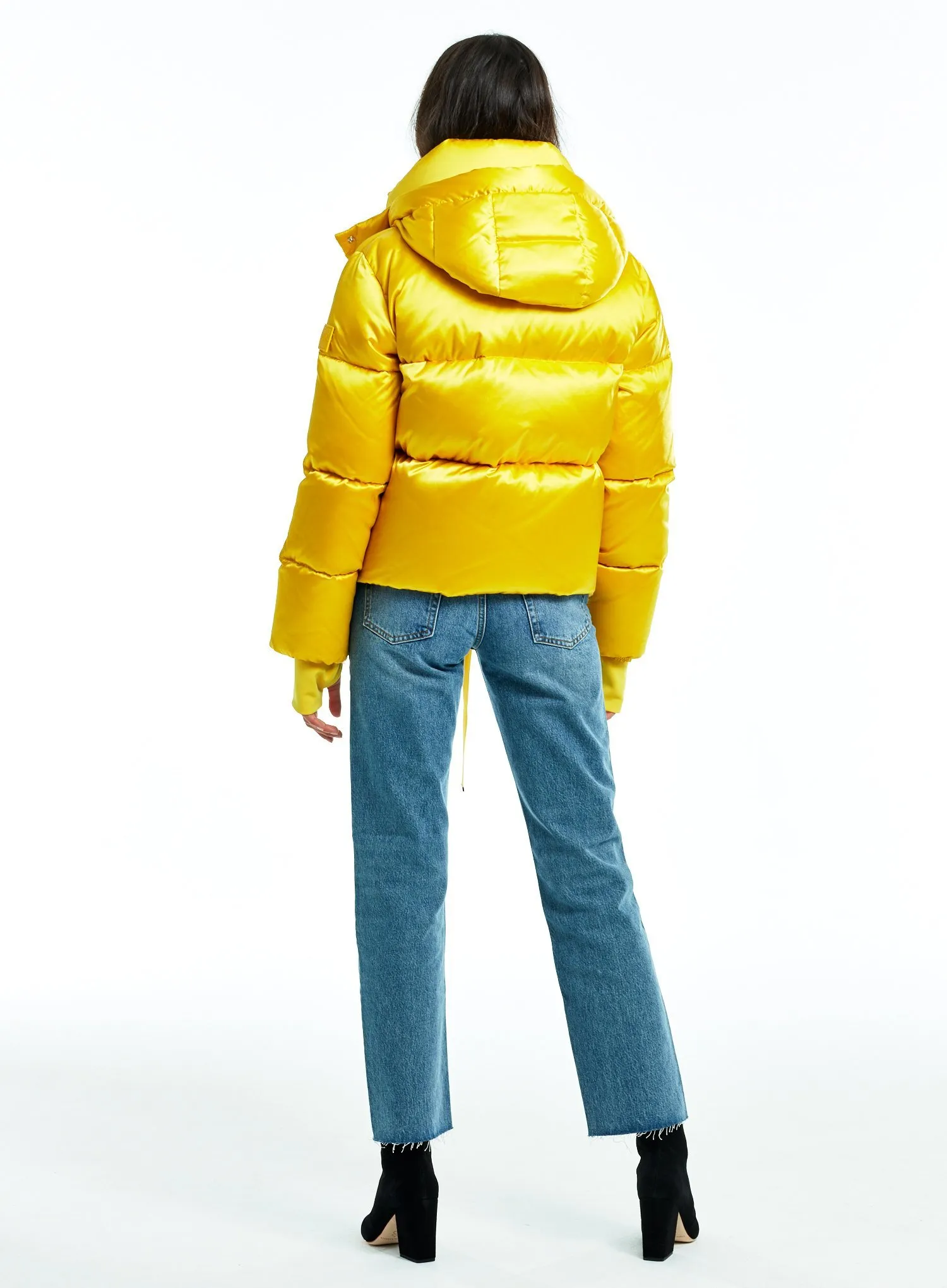 Women's Hybrid Puffer Jacket - Mixed Insulation Winter Coat Yellow Five Oceans Garment Women's Hybrid Puffer Jacket - Mixed Insulation Winter Coat Yellow - Image 2