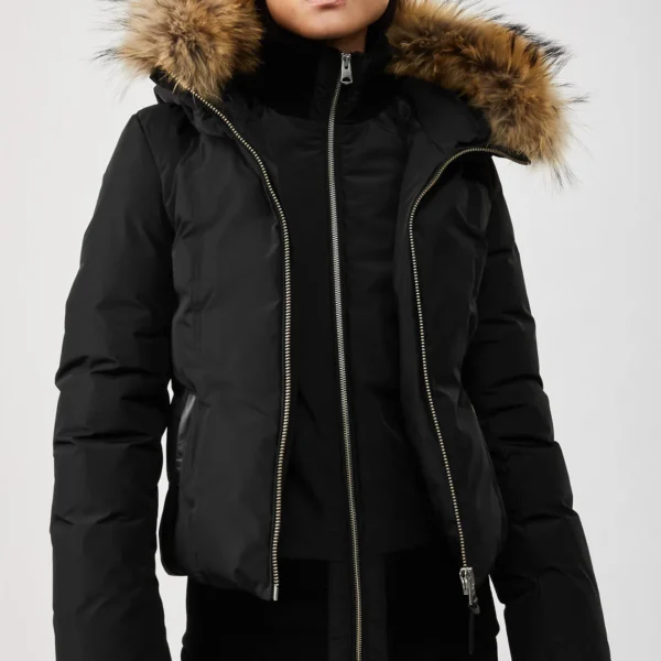 Women's Leather Bomber Jacket - Genuine Leather Flight Jacket Black
