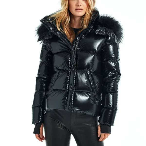 Women's Long Puffer Jacket - Knee Length Down Coat Black