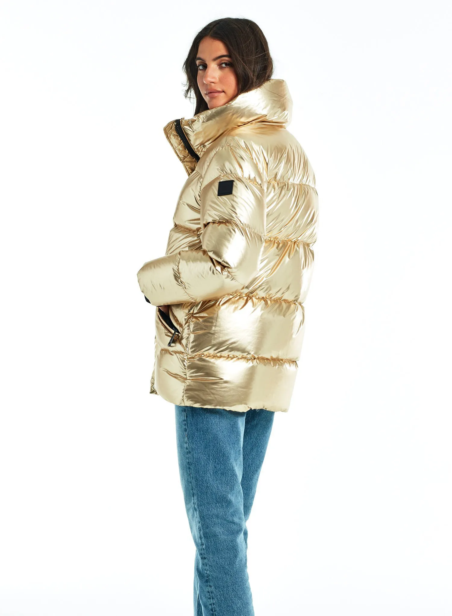 Women's Luxe Puffer Jacket - Premium Finish Winter Coat Glod Five Oceans Garment Women's Luxe Puffer Jacket - Premium Finish Winter Coat Glod - Image 2