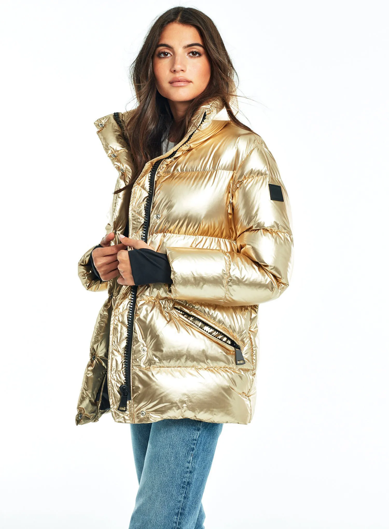 Women's Luxe Puffer Jacket - Premium Finish Winter Coat Glod Five Oceans Garment Women's Luxe Puffer Jacket - Premium Finish Winter Coat Glod - Image 4