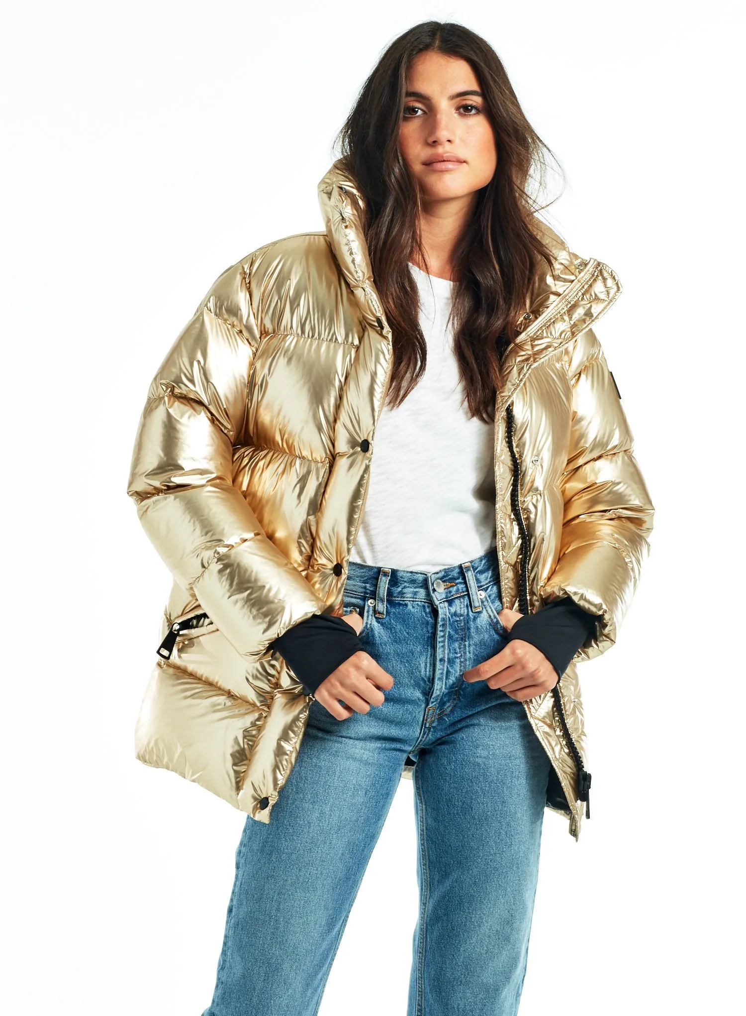 Women's Luxe Puffer Jacket - Premium Finish Winter Coat Glod Five Oceans Garment Women's Luxe Puffer Jacket - Premium Finish Winter Coat Glod