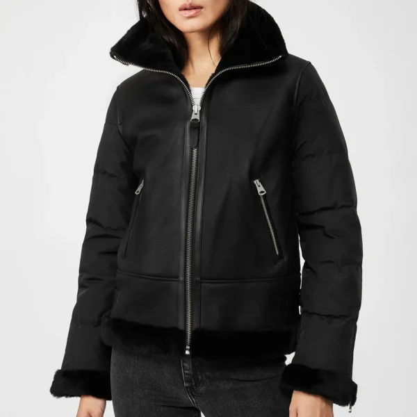 Women's MA-1 Bomber Jacket - Military Flight Jacket with Orange Lining Sage Black