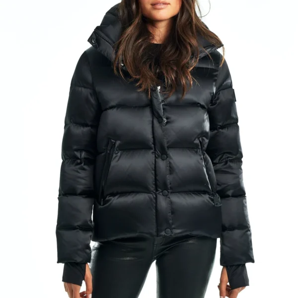 Women's Minimalist Puffer Jacket - Clean Design Down Jacket Black