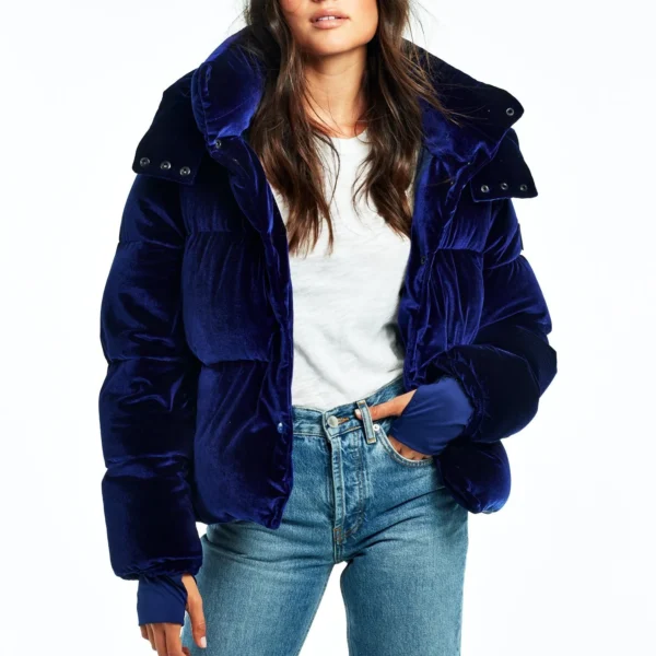 Women's Plush Puffer Jacket - Ultra Soft Winter Jacket Black