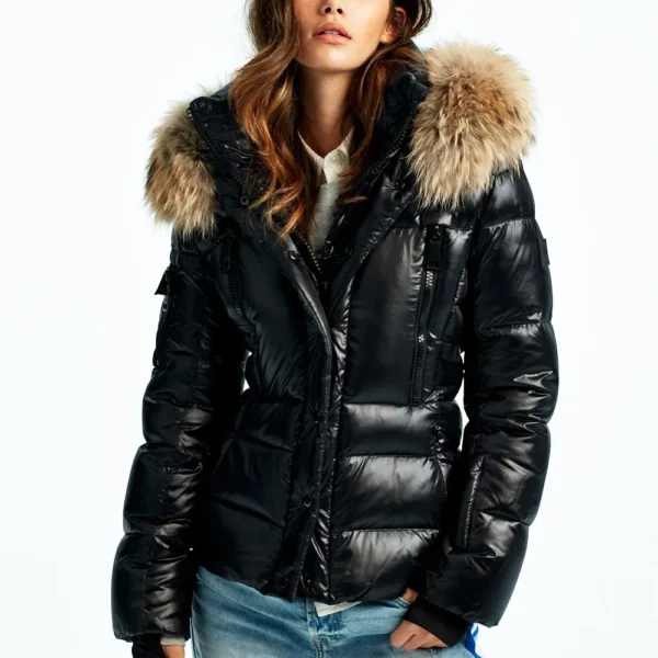 Women's Snowboard Puffer Jacket - Resort Winter Down Coat Black