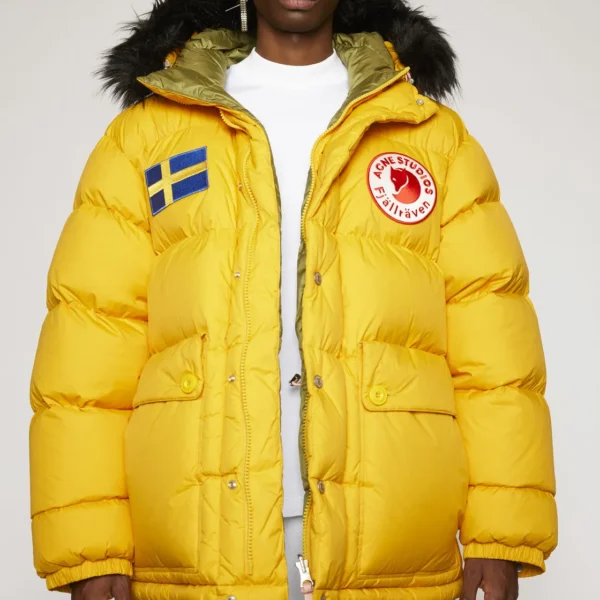 Women's Street Style Puffer Jacket - Contemporary Design Winter Coat Yellow