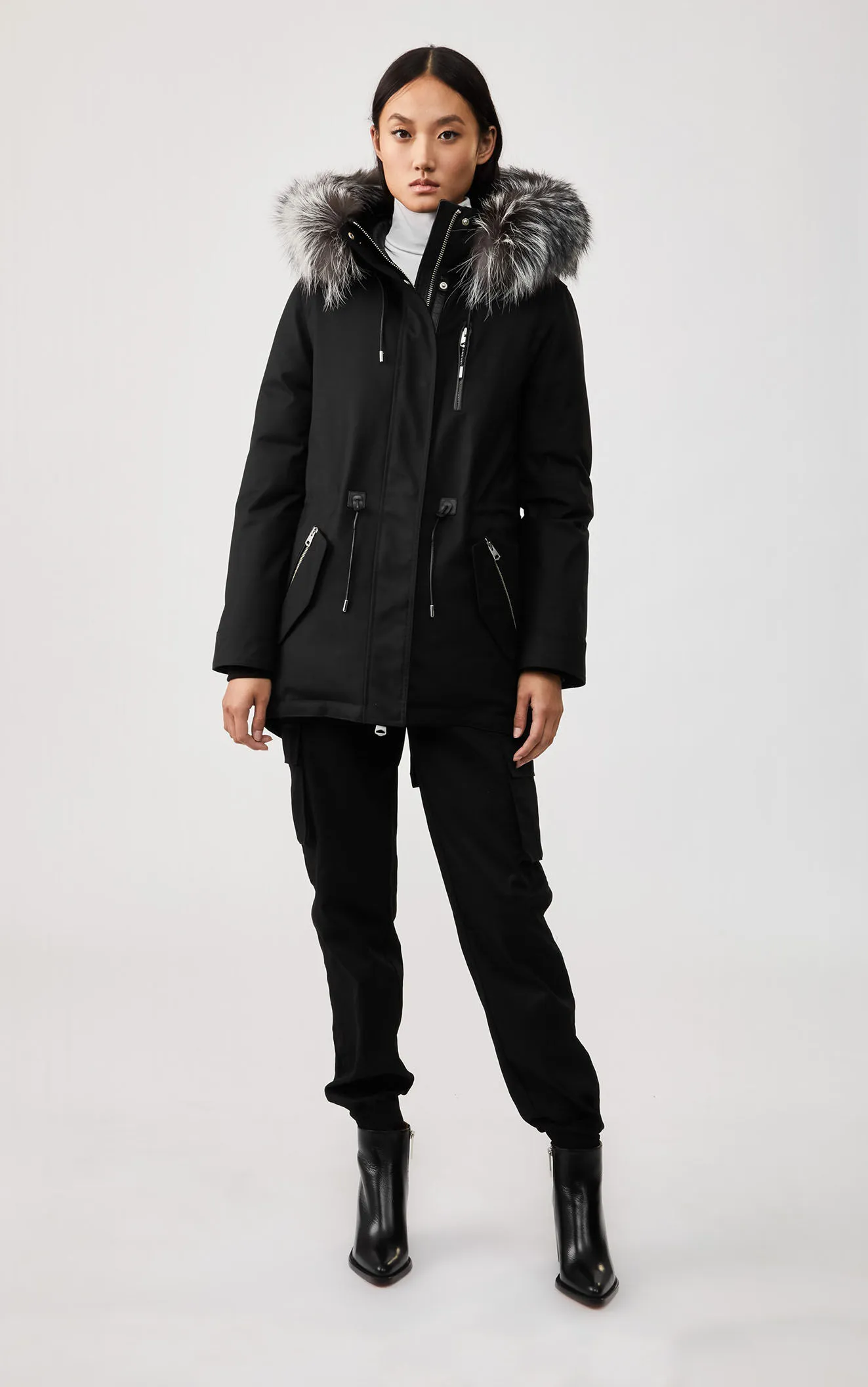 Women's Tactical Parka Jacket - Cargo Pocket Winter Coat Black Five Oceans Garment Women's Tactical Parka Jacket - Cargo Pocket Winter Coat Black - Image 5