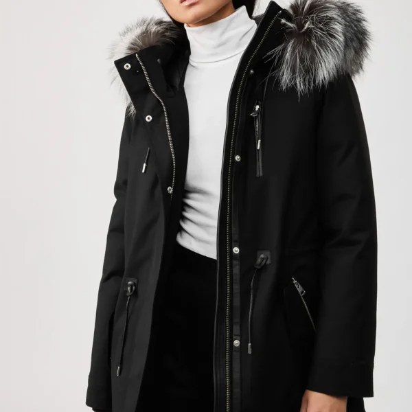 Women's Tactical Parka Jacket - Cargo Pocket Winter Coat Black