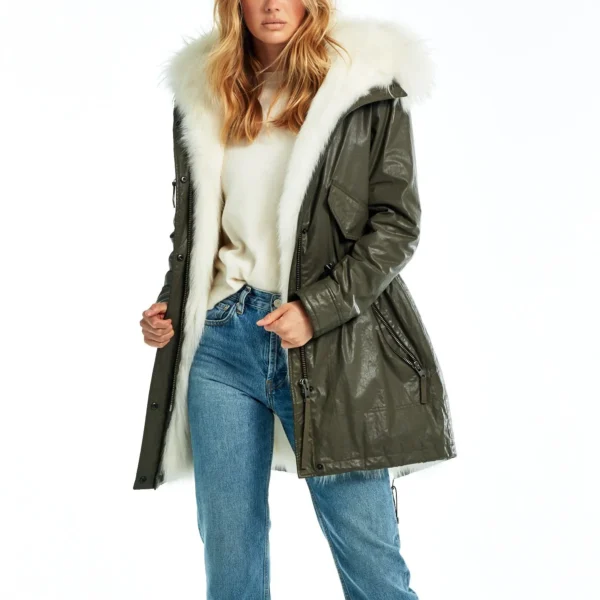Women's Technical Parka Jacket - Breathable Ski Winter Coat with Pit Zips Green