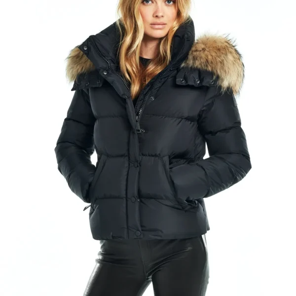 Women's Thermal Puffer Jacket - Heat Retention Winter Jacket Black
